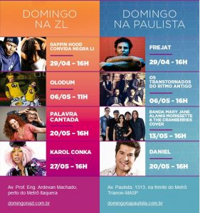 shows gratuitos aos domingos